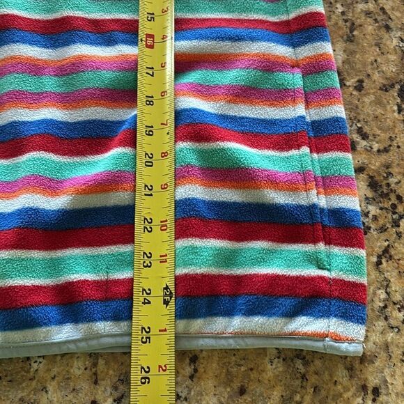 Lands’ End Women's Large Heritage Fleece Snap Neck Pullover striped sweatshirt - Picture 5 of 8